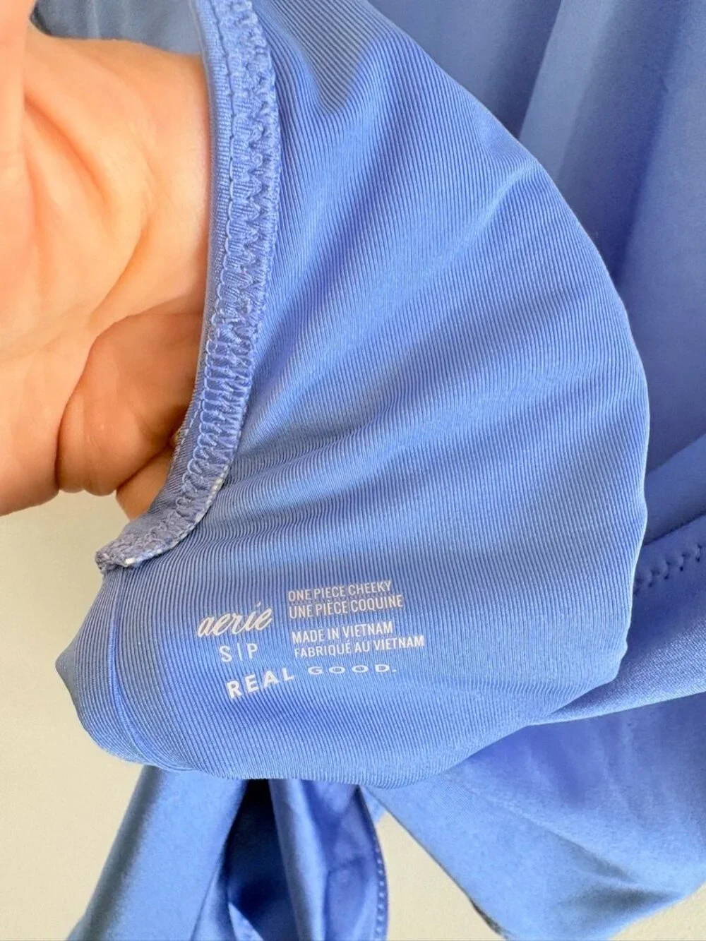 Aerie Shine Lace Plunge One Piece Swimsuit NWT Blue Size Small - Picture 6 of 6